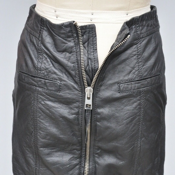 ALLSAINTS Black LEATHER Mini Skirt Zip Up US 4 - Picture 8 of 10